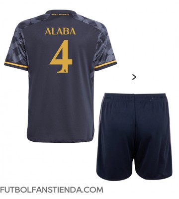 Real Madrid David Alaba #4 Segunda Equipación Niños 2023-24 Manga Corta (+ Pantalones cortos)